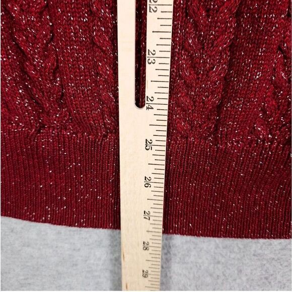 ATHLETA Cross Roads Crew Cable Knit With Silver Metallic Viscose Tunic Sweater B - Picture 10 of 10